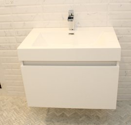 White Floating Bathroom Vanity With Sink/ Fresca Faucet (T-53)