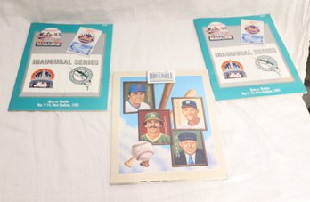 NY Mets 1993 Shea Stadium Vs Marlins Inaugural Series Program & 1992 Hall Of Fame Inductees