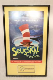 Framed Seussical The Musical Poster W/ Signed Magnifying Glass W/ Rosie O'donnell COA