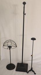 3 Metal Hat Wig Stands