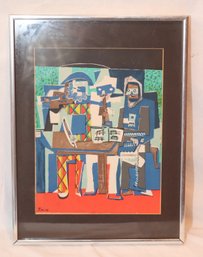 Vintage Picasso Print Three Musicians Signed In Lithograph