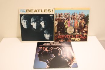 Pair Of Beatles And 1 Rolling Stones Vinyl Record Albums