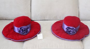 Pair Of RED HAT SOCIETY PILLOW, Hat-shaped Pillows By Isabella's Journey (c-13)