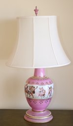 Vintage Pink Porcelain Table Lamp With Shade