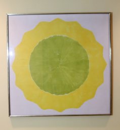 Framed Lemon Lime Abstract Hand-dyed Japanese Paper Signed Barbara White