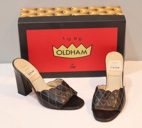 Todd Oldham By Lerre Black Quilted Leather Slides Size 35 1/2 (AS-17)