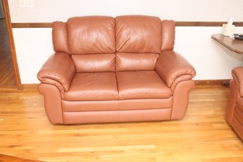 Brown Leather Loveseat Couch (R-2)