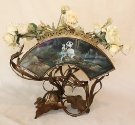 Vintage Brass Fan Floral Display (D-7)