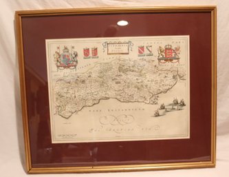 Framed 1654 SUTHSEXIA VERNACULE SUSSEX Antique Map Atlas Map Pages England