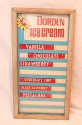 Vintage Borden Ice Cream Flavor Sign