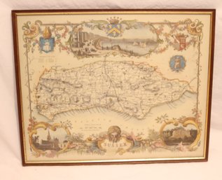 Framed Antique County Map Of Sussex Back By Thomas Moule(S-74)