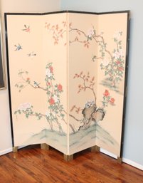 Japanese Silk 4 Panel Floor Screens (R-6)