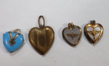 4 Vintage Heart Shaped Lockets (J-53)