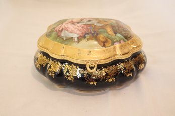 Vintage Imperial Limoges Porcelain Trinket Box 22k Gold Trim