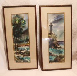 Pair Of Framed Edna Leventhal Kessler Watercolor Paintings (s-77)