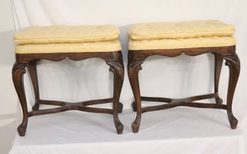 Pair Of Vintage Cushioned Bench Stools (A-14)