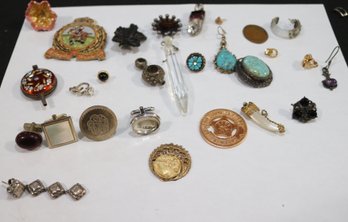 Assorted Jewelry: Pins, Cufflinks, Earrings , Charms And More