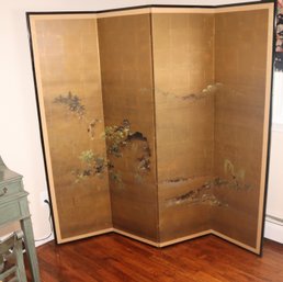 Japanese Silk 4 Panel Floor Screen