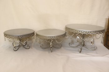 Set Of 3 Silver Cake Plate Stands (D-23)
