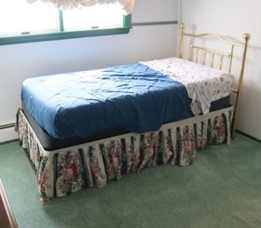 Brass Twin Bed And Mattress  With Trundle Bed Below!