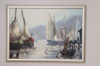Vintage David Amaltes Signed Nautical Painting (A-19)