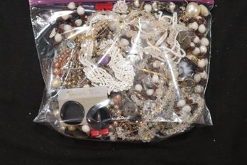 Crafters Broken Jewelry Lot. Beads,  Charms, Buttons Rhinestones And More!  (J-62)
