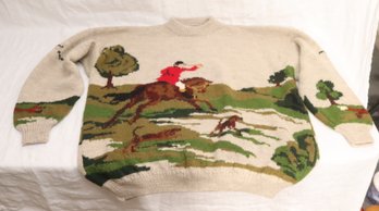Burberrys 100 Wool Foxhunt  Sweater Sz. L  Made In England (C-2)