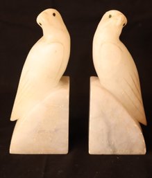 Pair Of Art Deco Alabaster Bird Bookends (M-39)