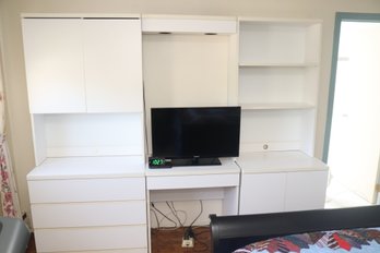 White Formica Desk Dresser Bookcase (R-18)