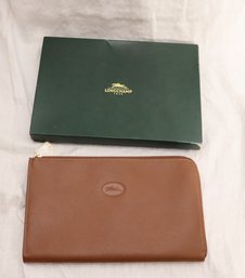 Longchamp Brown Leather Zip Up Wallet (C-4)
