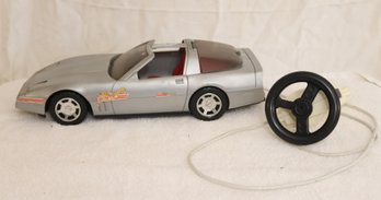 1985 Playmates 19' REMOTE CONTROL SUPER CORVETTE Silver Barbie Doll Size Car Toy (R-23)