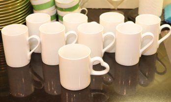 9 White Coffee Mugs
