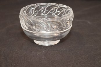 Vintage Tiffany & Co Crystal Art Glass Pedestal Dolphin Bowl Signed(D-49)