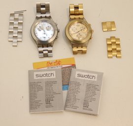 Swatch Diaphane Stainless Steel And Gold Tone Chronograph Wristwatch (J-75)