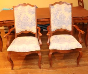 Pair Of Wooden Arm Chairs With Fabric  (D-58)
