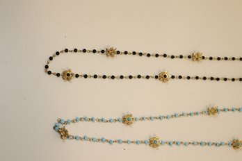 Pair Of RA Beaded Floral Necklaces