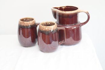 Pair Of Hull Stoneware Mugs And A McCoy Pitcher