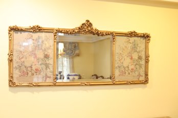Gold Framed Wall Mirror With Embroidered Panels (D-60)