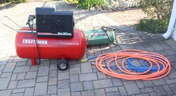 Craftsman 5hp 30 Gal Air Compressor W/ Hoses & Speedaire Air Carry Tank