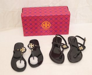 NEW Pair Of Tory Burch Black Patent Leather  Sandals Sz 6 & 7 (R-41)