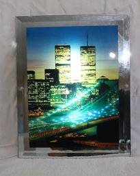 Light Up Twin Towers NYC Skyline Mirrored Framed