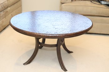 Round Hammered Copper Metal Coffee Table