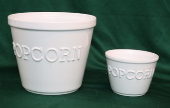 Pair Of New Crate & Barrel White Popcorn Bowls (C-26)