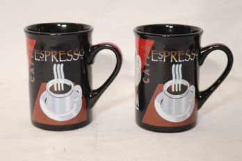 Pair Of Black Espresso Coffee Cups (V-50)