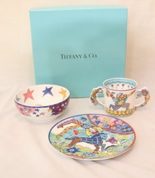 Tiffany & Co 3 Piece Set Fantasy Gene Moore 1997 Child Cup Bowl Plate Circus (D-75)