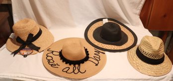 4 Straw Sun Beach Hats