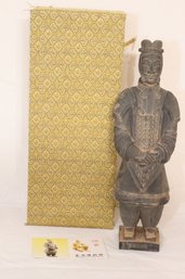 Vintage Chinese Terracotta Soldier Clay Pottery Warrior Figurine Statue Replica