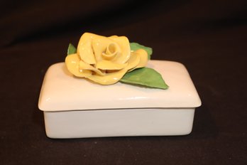 Vintage Ceramic Rose Trinket Box  (D-82)