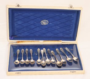 Vintage Giorgio Mancuso Boxed Italian Argenta 800 Silver Spoons (B-6)