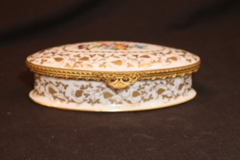 Vintage Porcelain Covered Trinket Box Made In Paris, France (D-84)